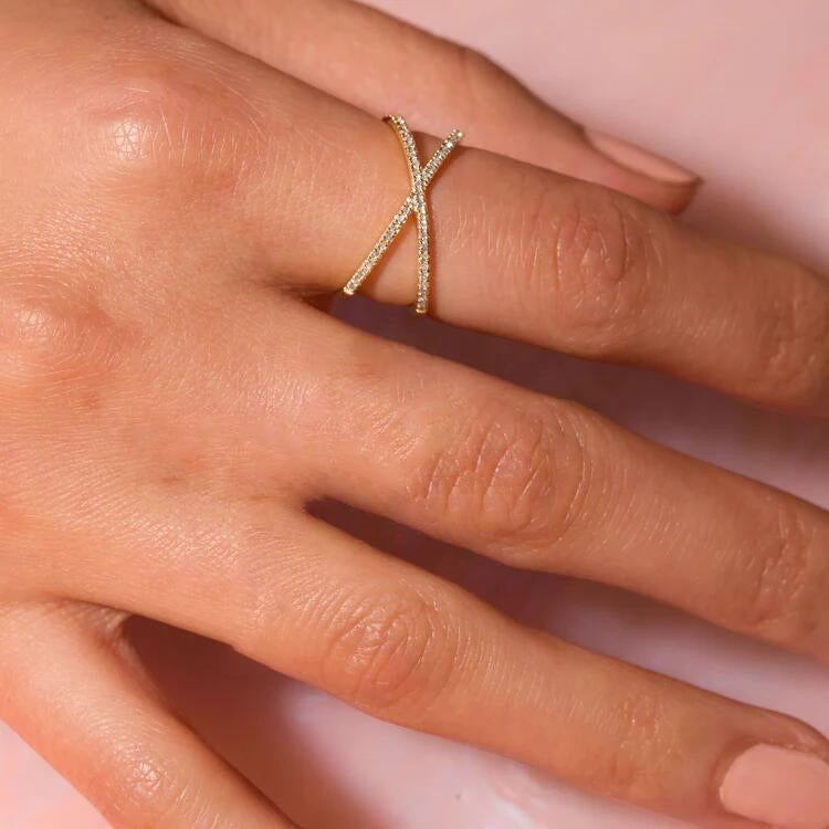 Mia Gold Diamond Cross Ring