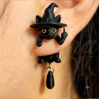 Black Cat Middle Finger Earring