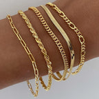 14K Gold-Plated Signature Gold Bracelet Stack — 5 Piece Set