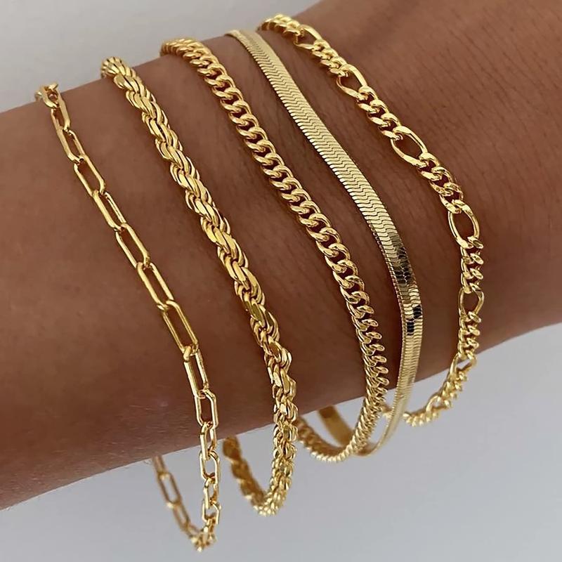 14K Gold-Plated Signature Gold Bracelet Stack — 5 Piece Set