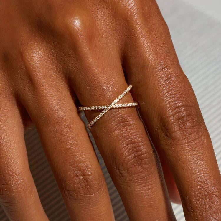 Mia Gold Diamond Cross Ring