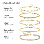 14K Gold-Plated Signature Gold Bracelet Stack — 5 Piece Set