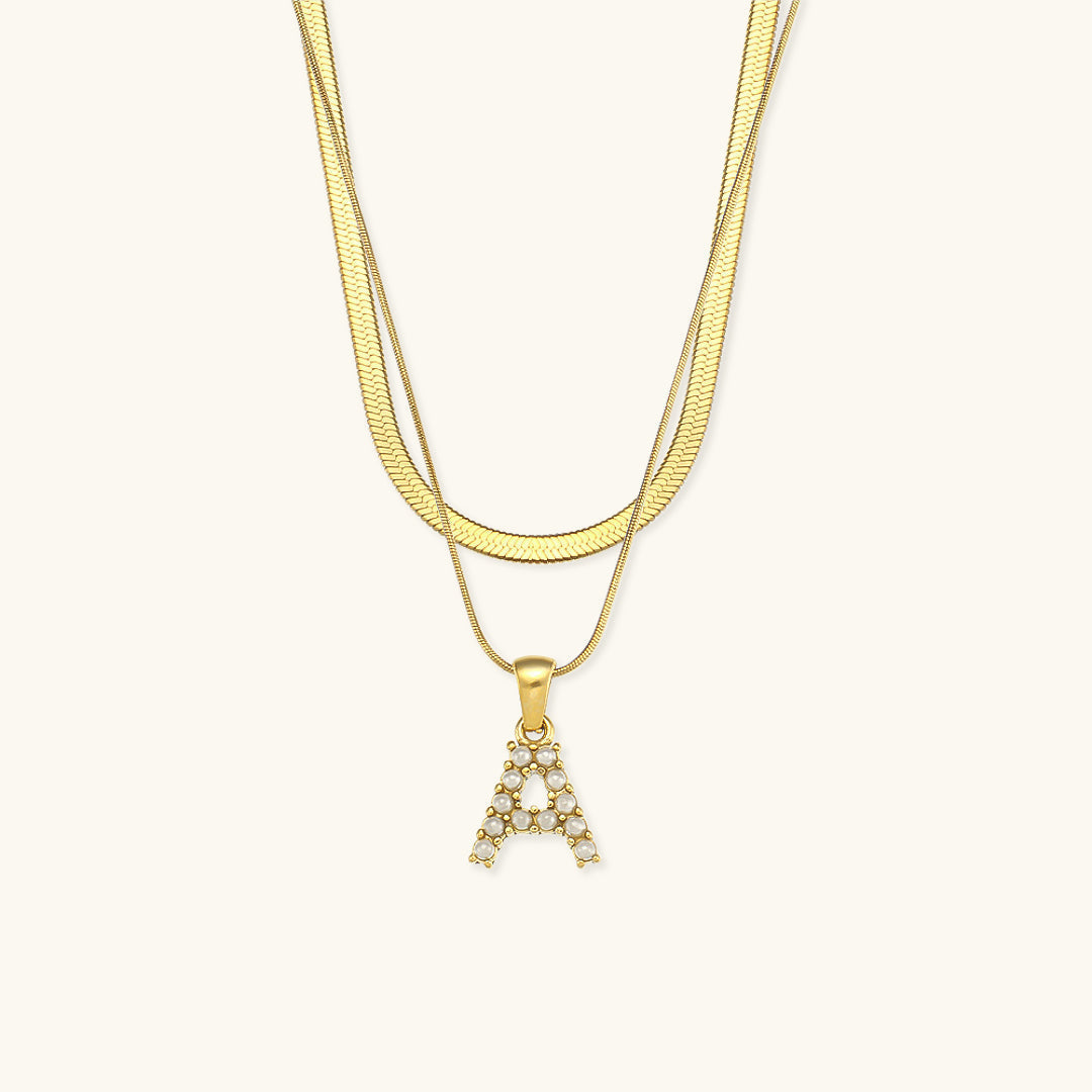 Nea Layered Gold Initial Letter Necklace