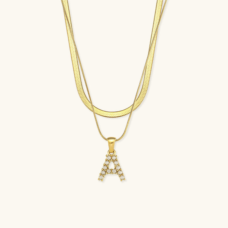 Nea Layered Gold Initial Letter Necklace