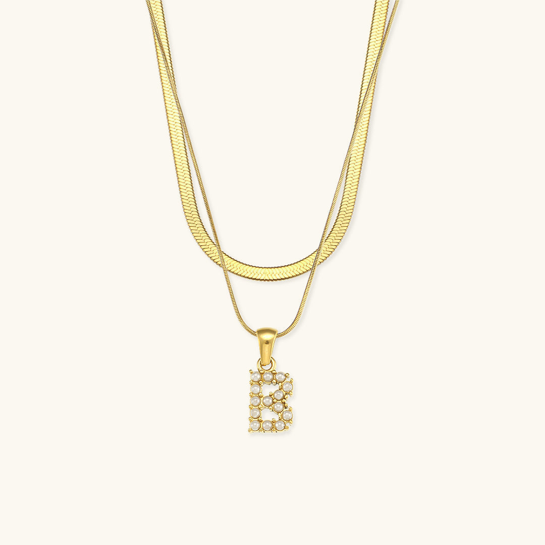 Nea Layered Gold Initial Letter Necklace