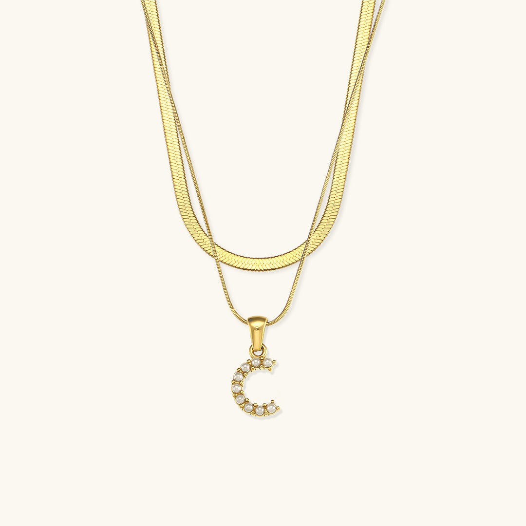 Nea Layered Gold Initial Letter Necklace