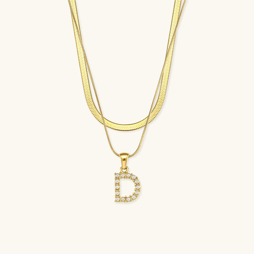 Nea Layered Gold Initial Letter Necklace