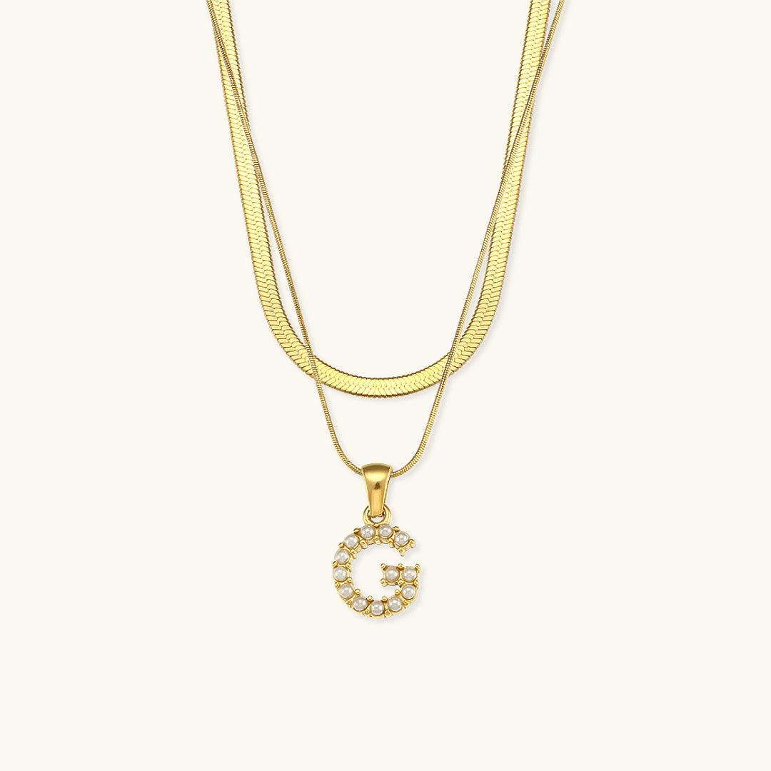 Nea Layered Gold Initial Letter Necklace