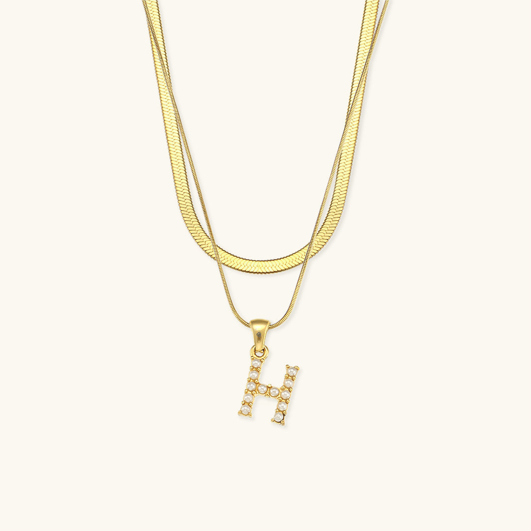 Nea Layered Gold Initial Letter Necklace