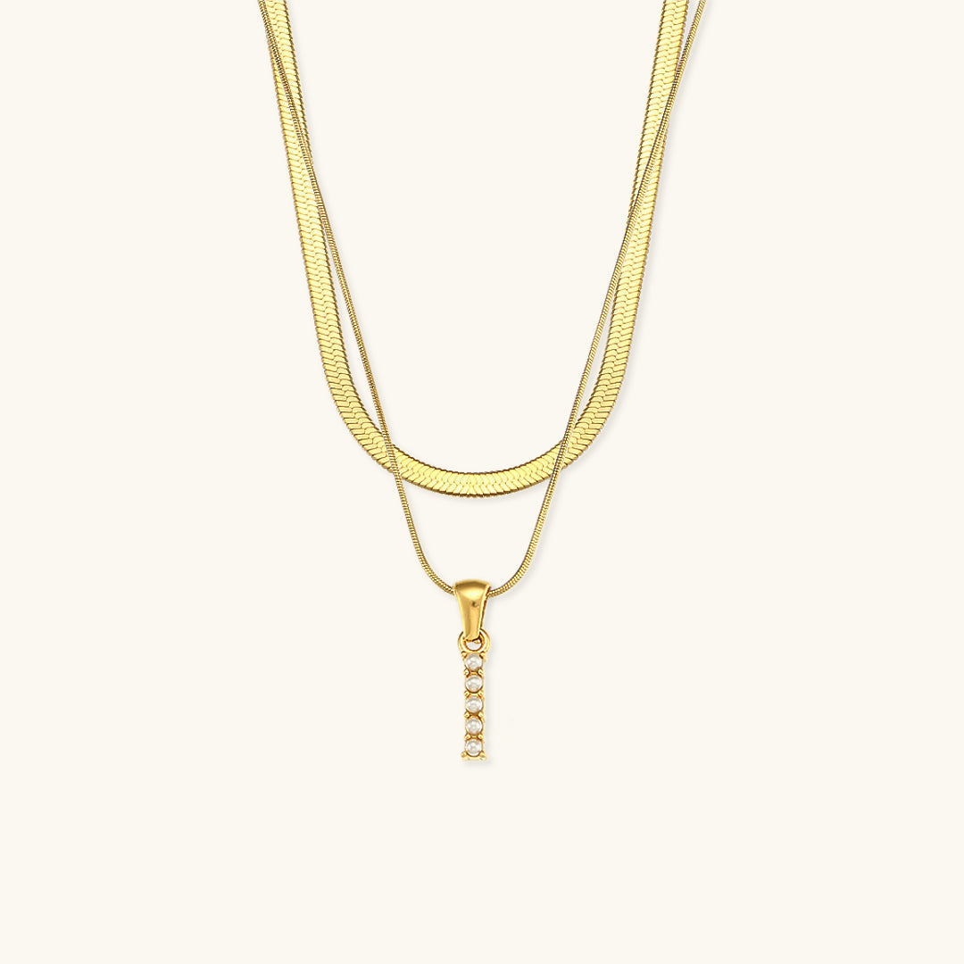 Nea Layered Gold Initial Letter Necklace