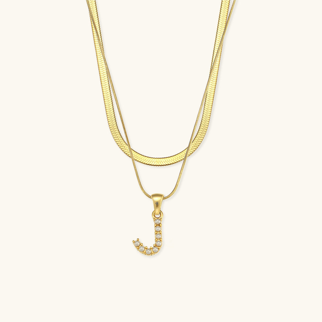 Nea Layered Gold Initial Letter Necklace