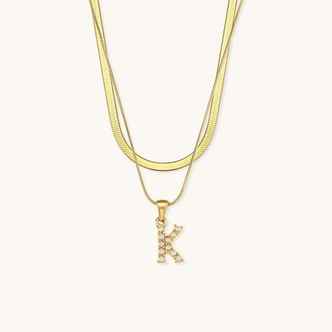 Nea Layered Gold Initial Letter Necklace