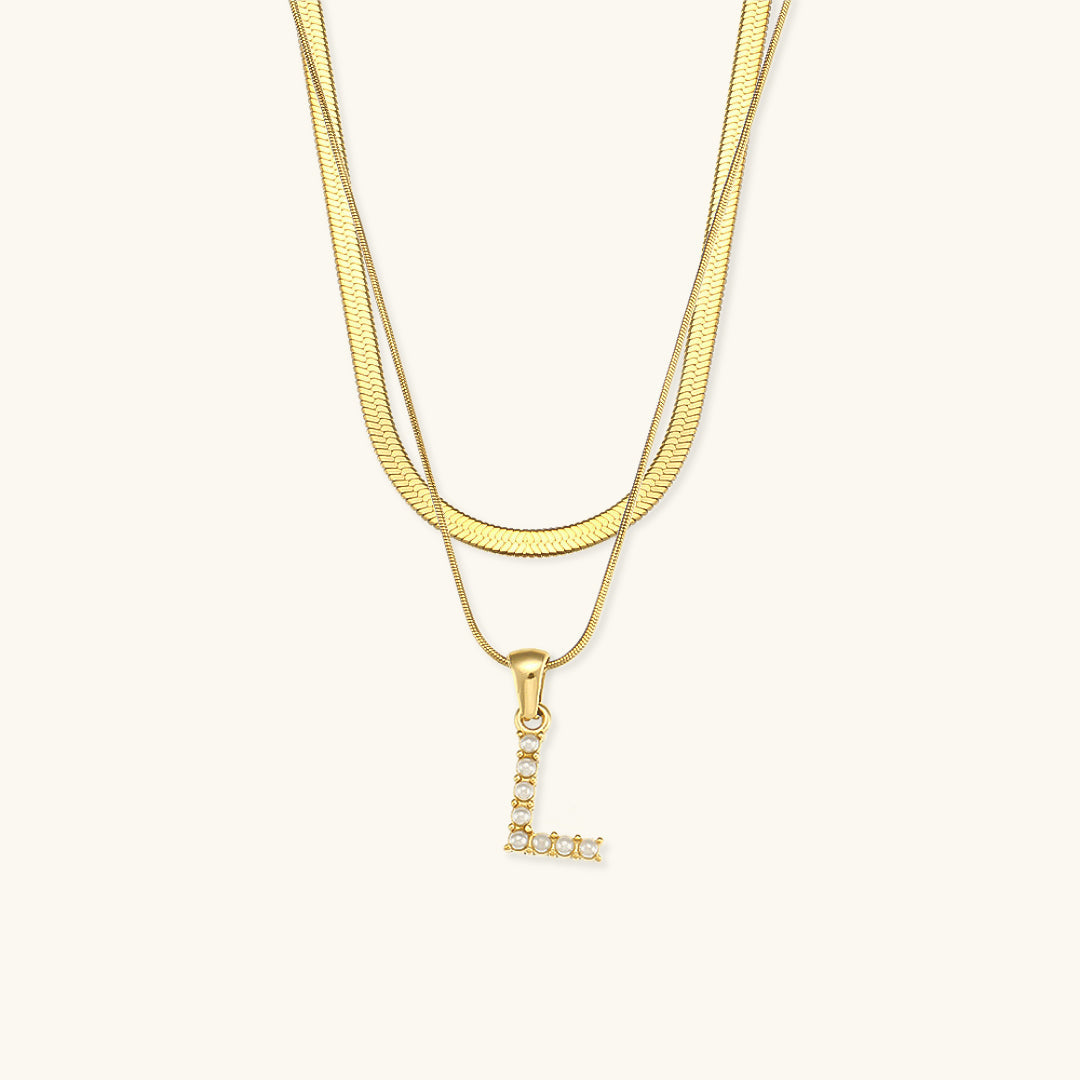Nea Layered Gold Initial Letter Necklace