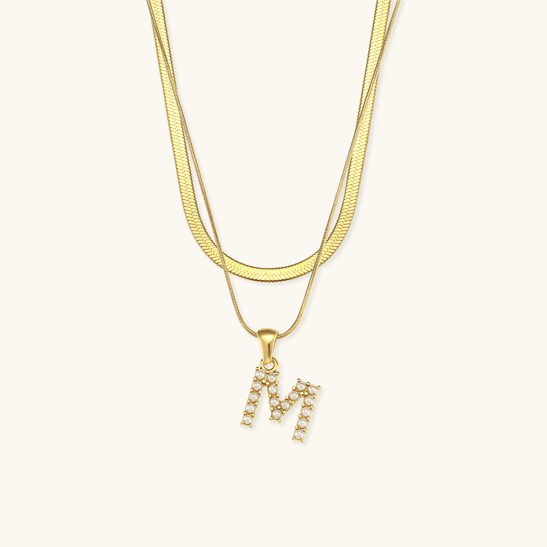 Nea Layered Gold Initial Letter Necklace