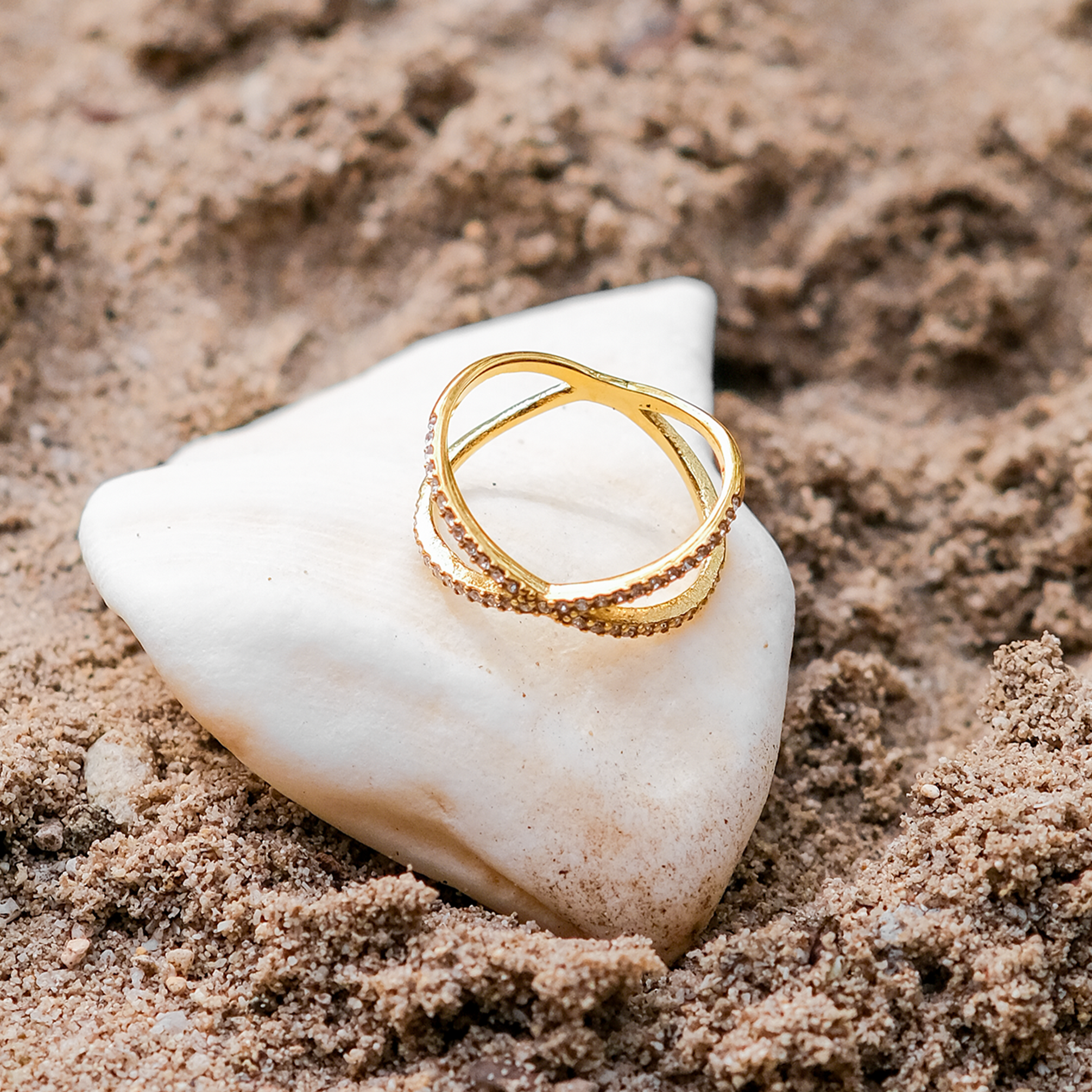 Mia Gold Diamond Cross Ring