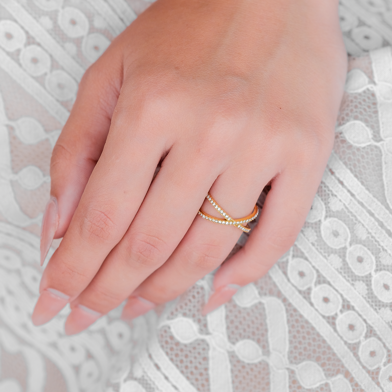 Mia Gold Diamond Cross Ring