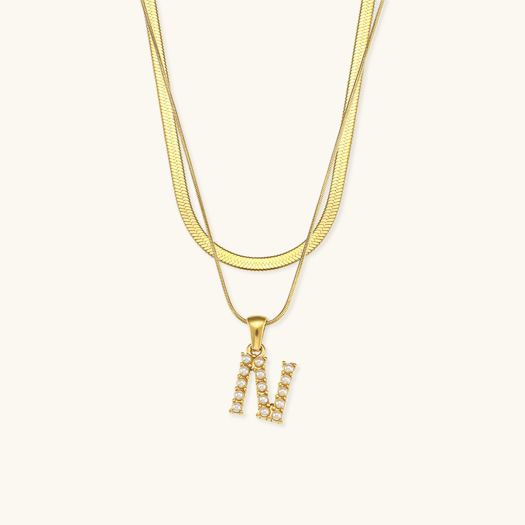 Nea Layered Gold Initial Letter Necklace