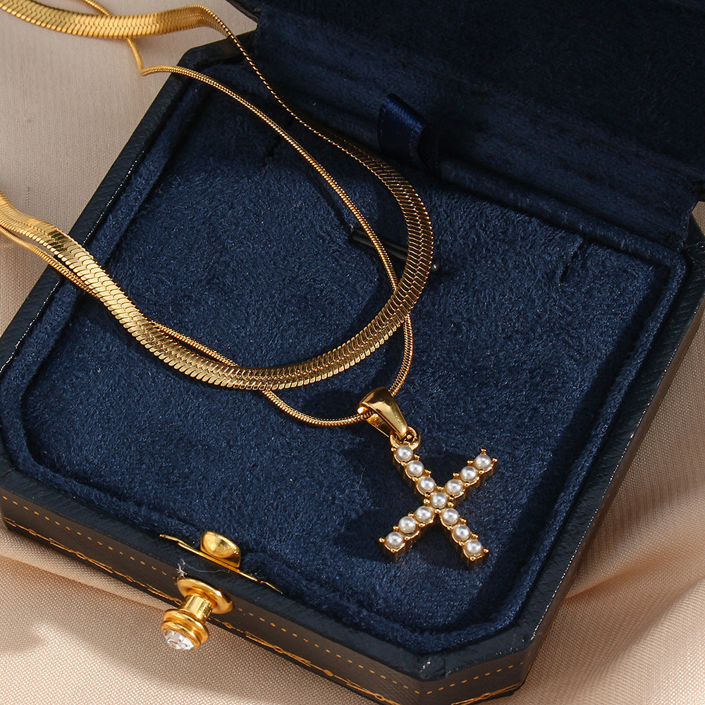 Nea Layered Gold Initial Letter Necklace