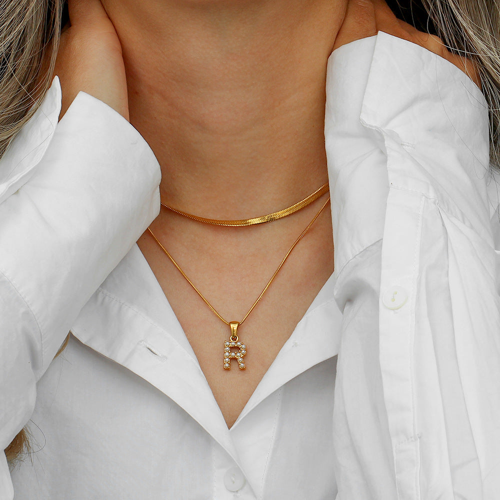 Nea Layered Gold Initial Letter Necklace