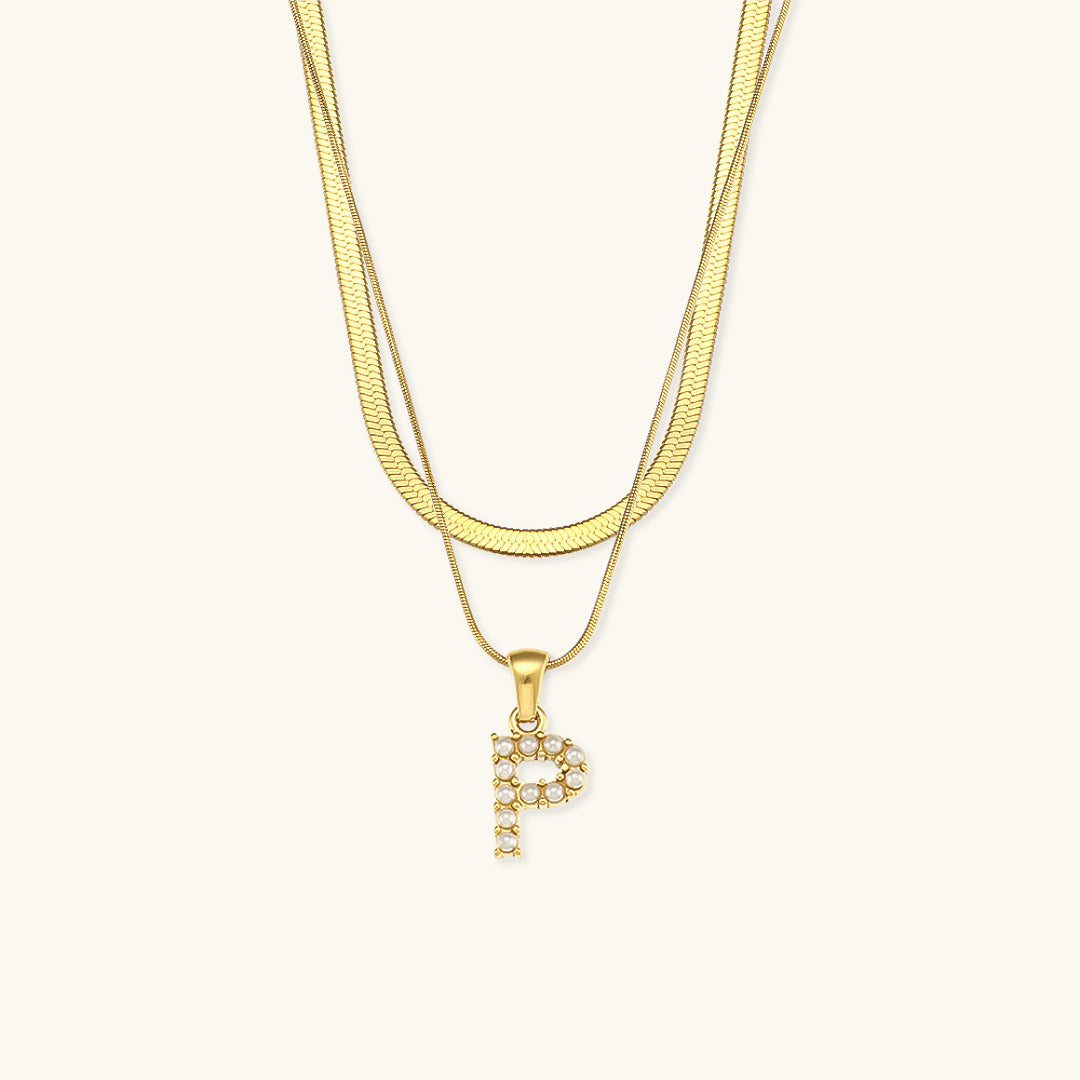 Nea Layered Gold Initial Letter Necklace