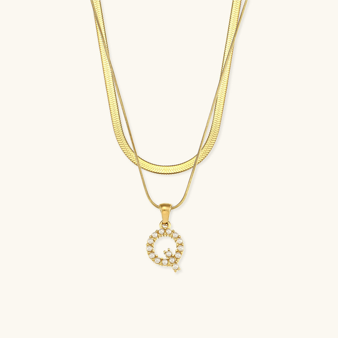 Nea Layered Gold Initial Letter Necklace