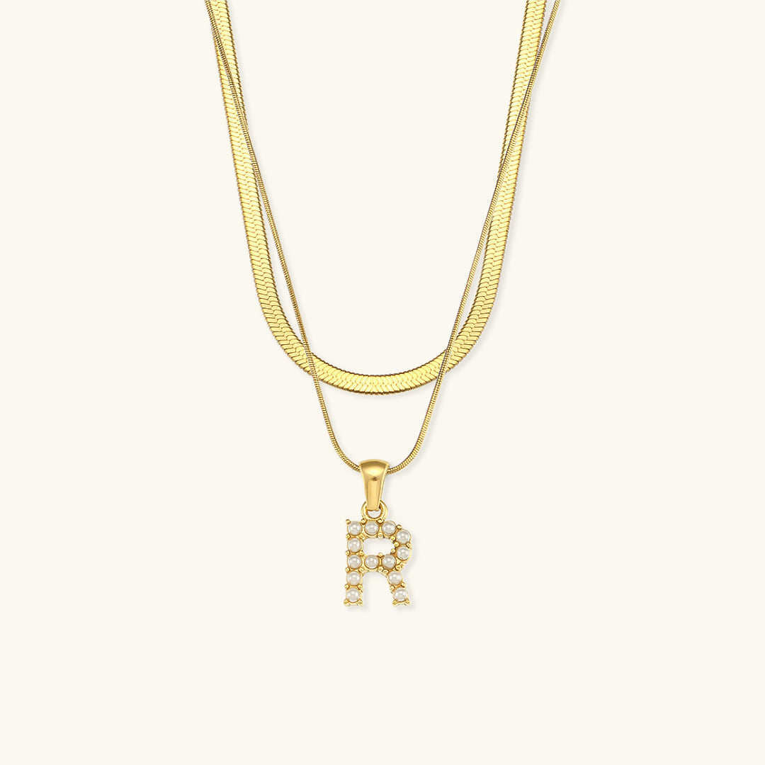 Nea Layered Gold Initial Letter Necklace