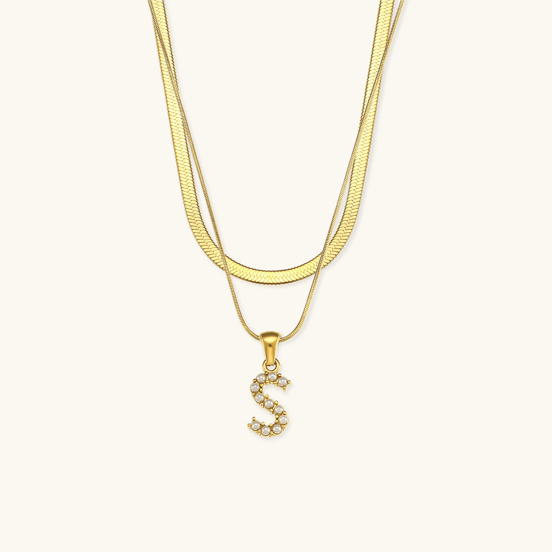 Nea Layered Gold Initial Letter Necklace