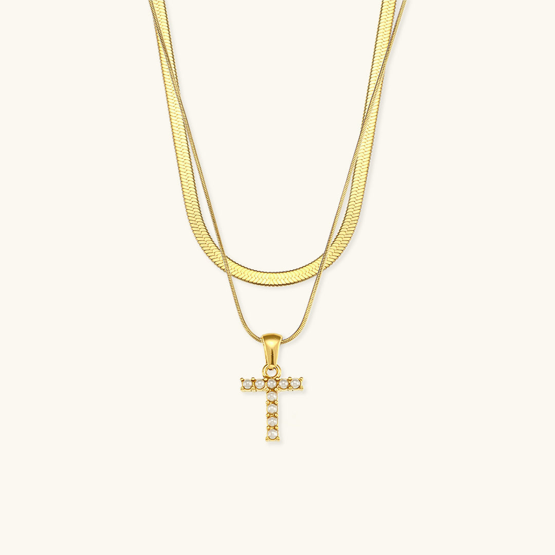 Nea Layered Gold Initial Letter Necklace