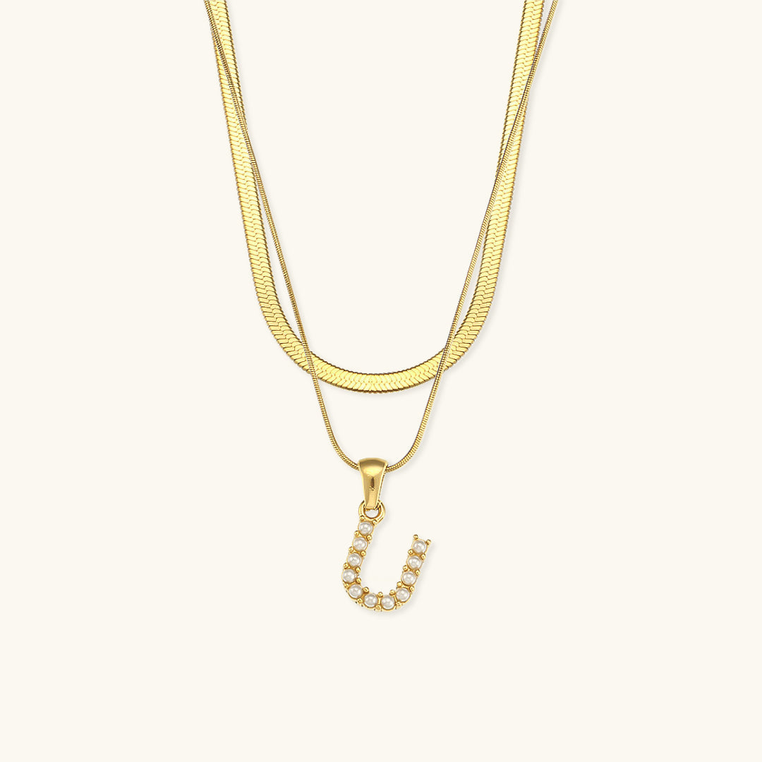 Nea Layered Gold Initial Letter Necklace