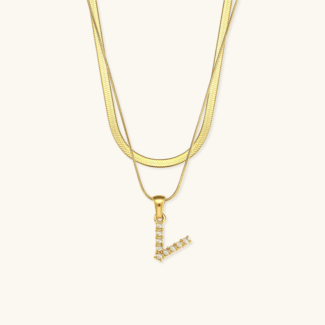 Nea Layered Gold Initial Letter Necklace