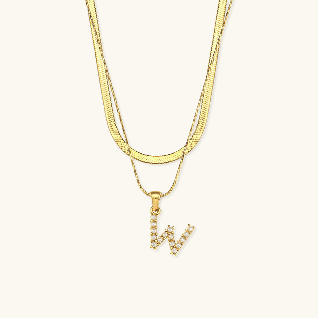 Nea Layered Gold Initial Letter Necklace
