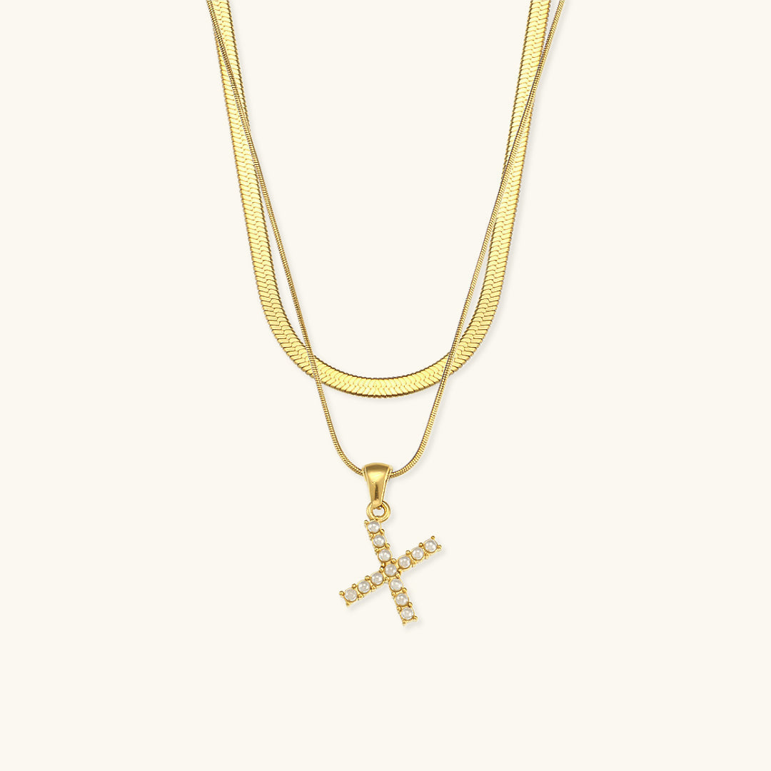 Nea Layered Gold Initial Letter Necklace