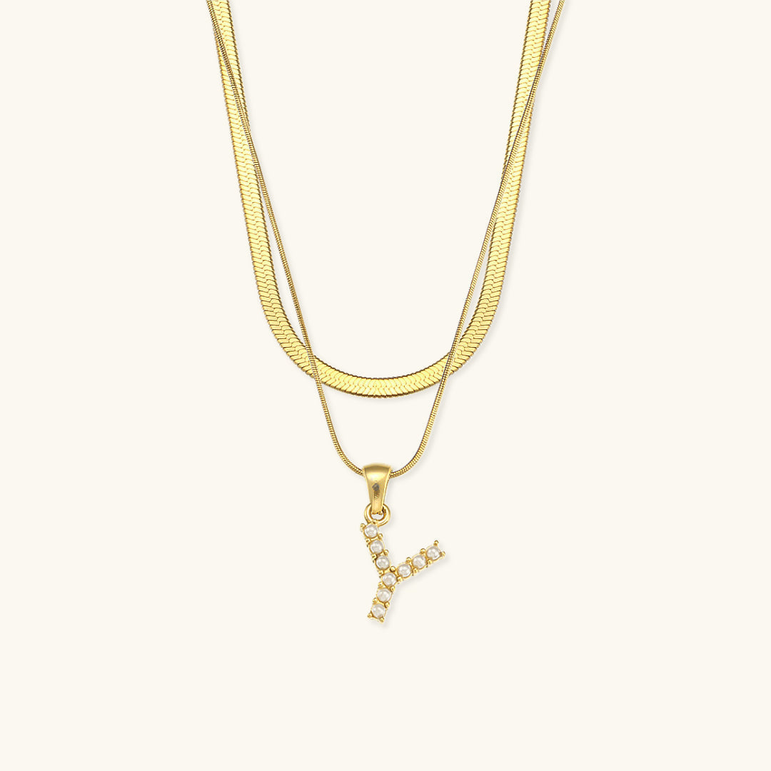 Nea Layered Gold Initial Letter Necklace
