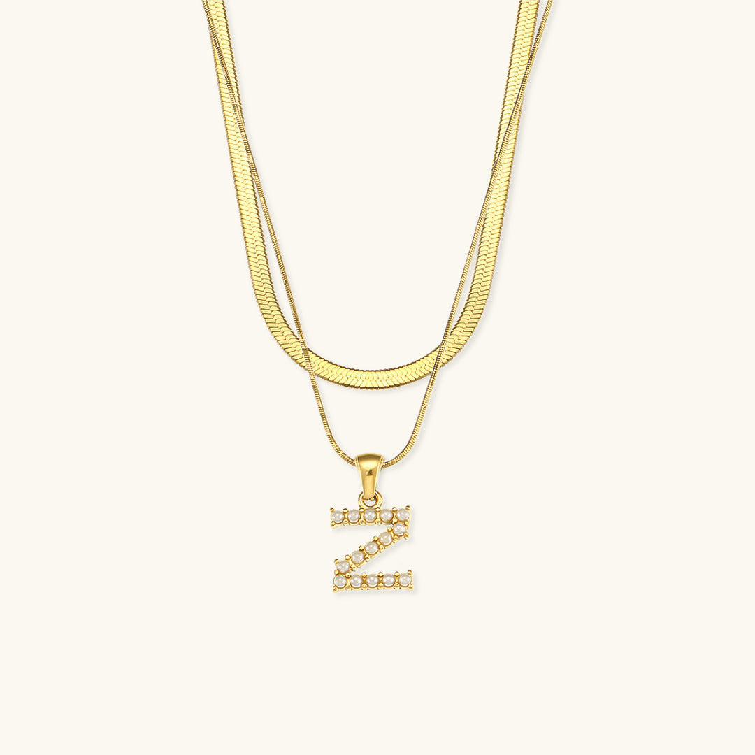 Nea Layered Gold Initial Letter Necklace
