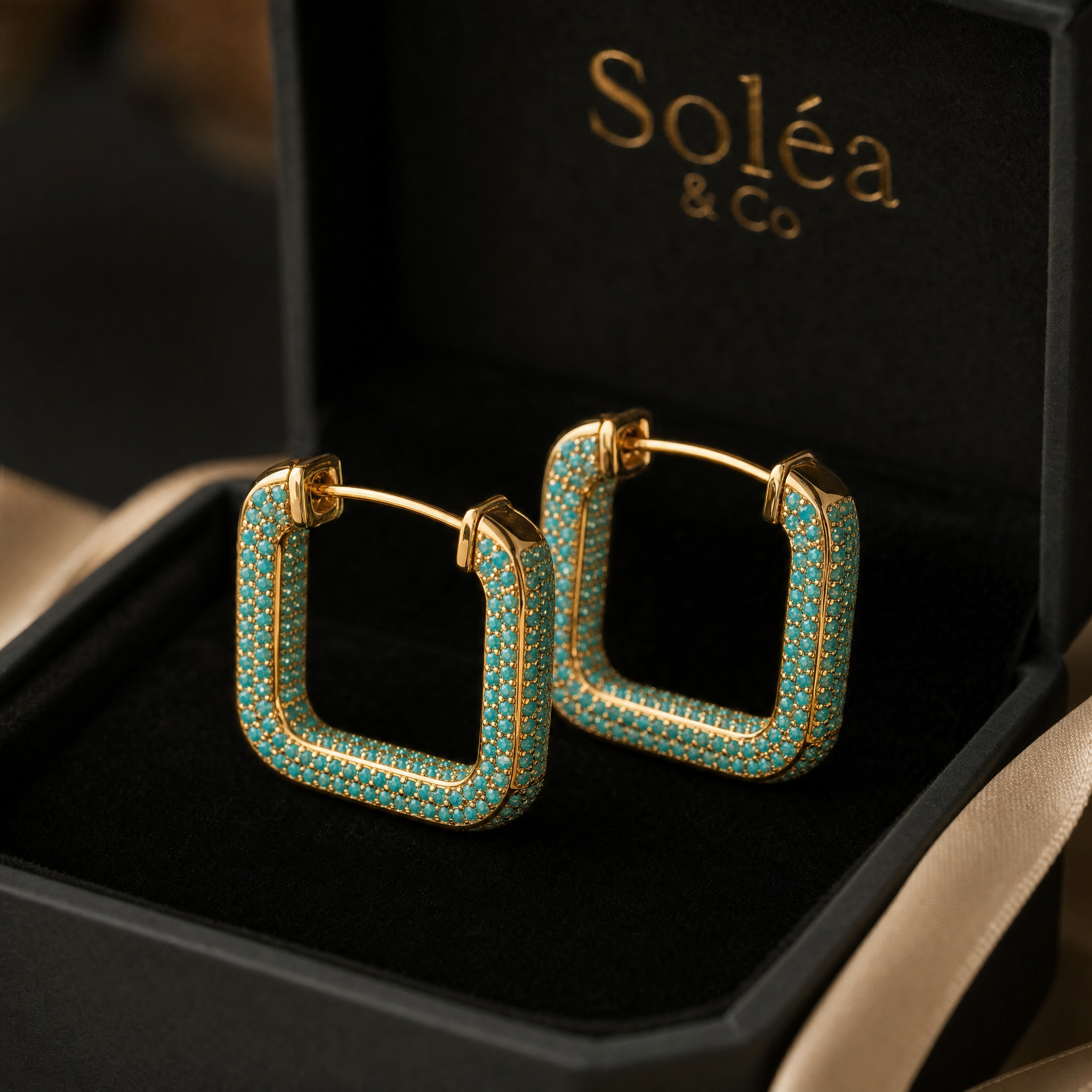 (VIP) Azure Pavé Hoop Earrings