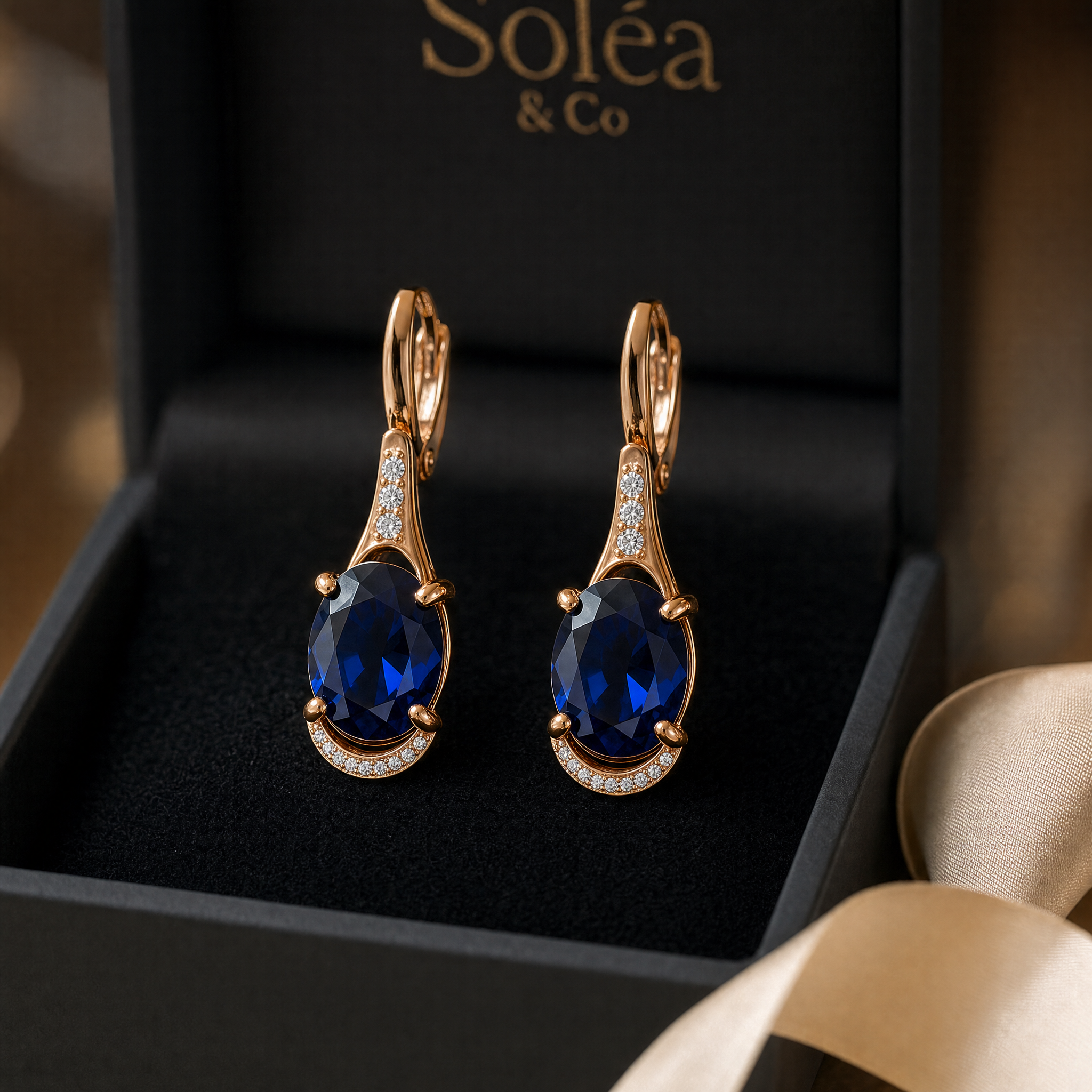 AZURE - Midnight Sapphire Drop Earrings